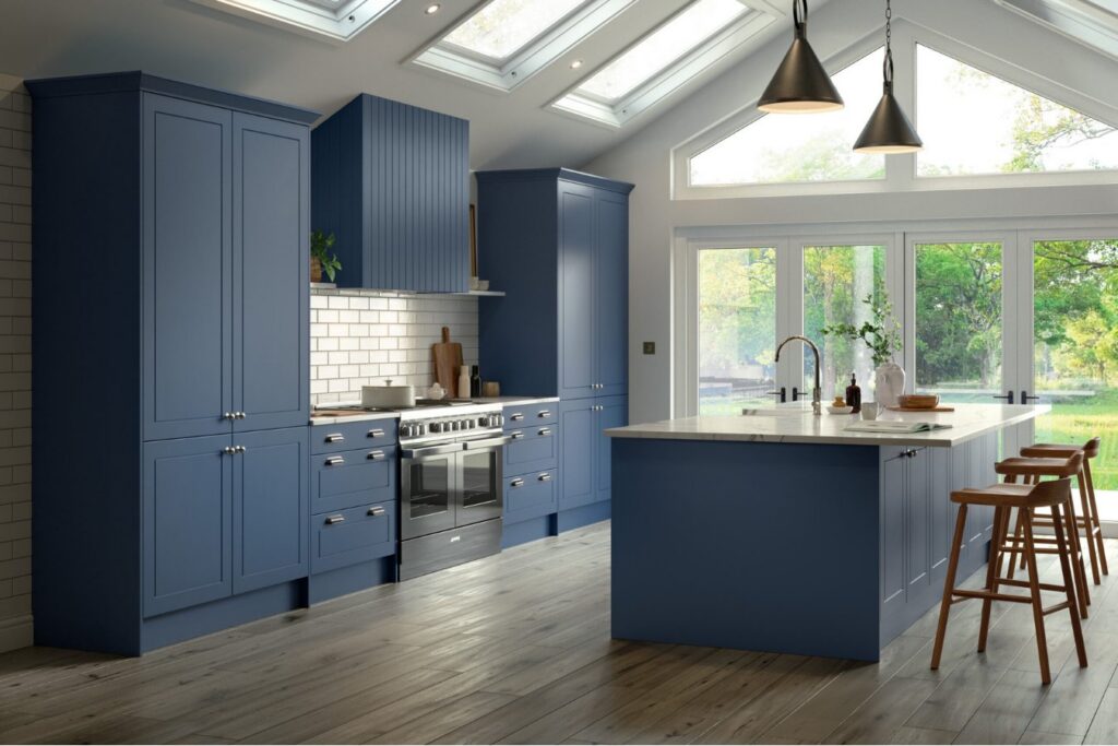 Dalton shown in Supermatt Alby Blue kitchen