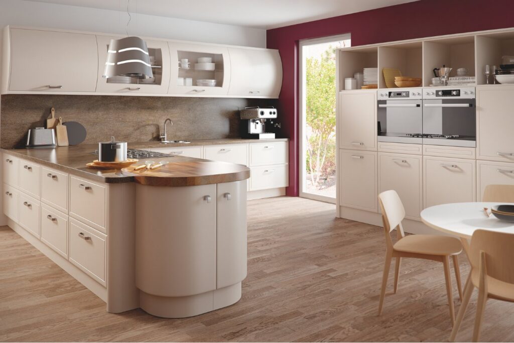 Euroline shown in Supermatt Cashmere kitchen