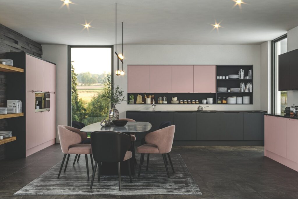 Integra shown in Supermatt Blush Pink kitchen