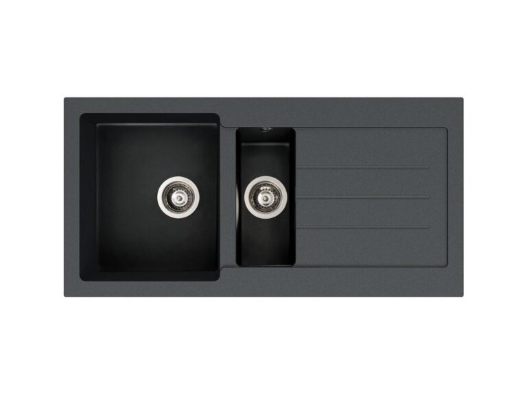 Abode Xcite 1.5 granite composite kitchen sink in black metallic