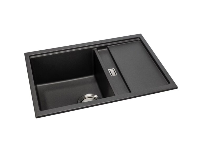 Abode Synchronist 1.25 Compact granite composite kitchen sink in black metallic