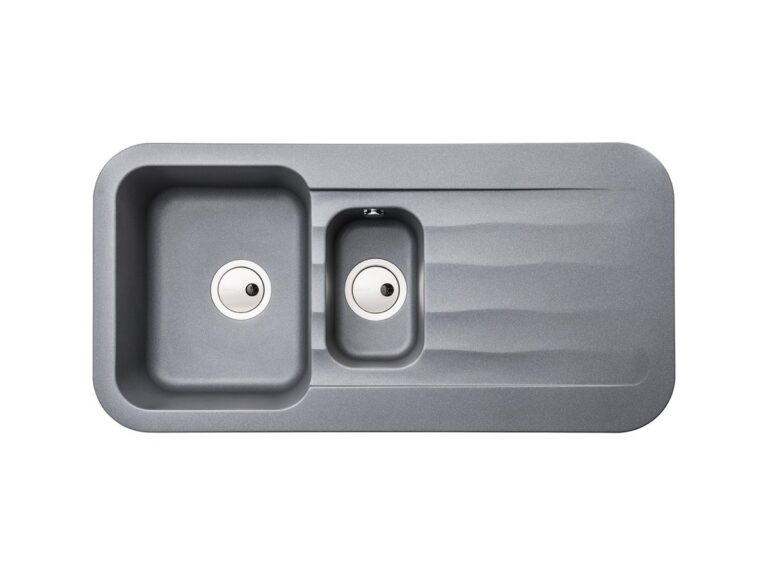 Abode Dune 1.5 granite composite kitchen sink in grey metallic