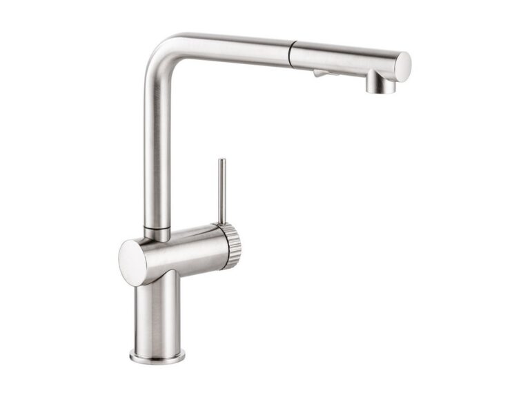 Abode Fraction pull-out kitchen tap in brushed nickel