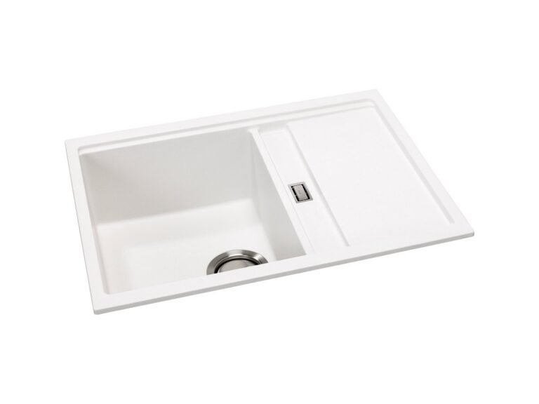 Abode Synchronist 1.25 Compact granite composite kitchen sink in white