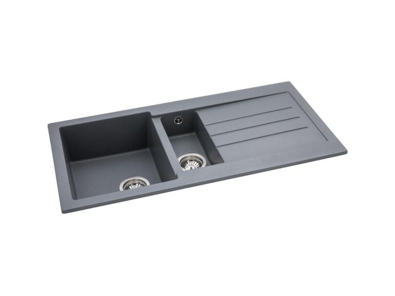Abode Xcite 1.5 granite composite kitchen sink in grey metallic
