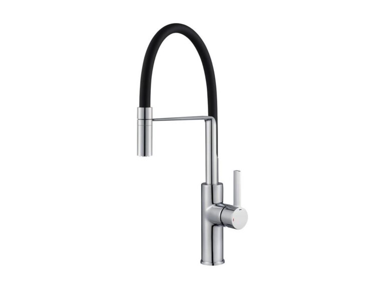 Reginox Aurora kitchen tap in chrome with black spout